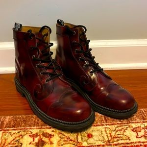 John Fluevog Derby Swirl Six-Eye Maroon Boots (Size 12 Men’s)